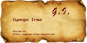 Gyenge Irma névjegykártya